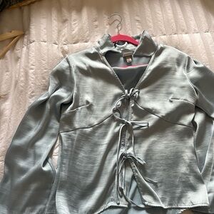 A New Day Gray and Pink Satin Blouse